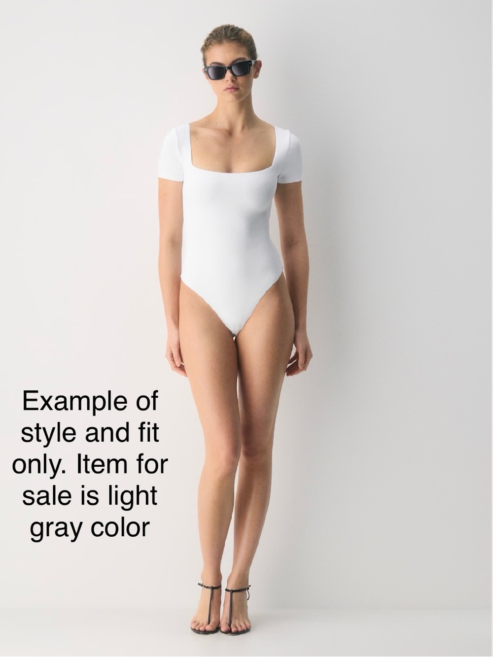 Aritzia Heather Casual Contour Square Neck Bodysuit Heather Chrome size M | NWT